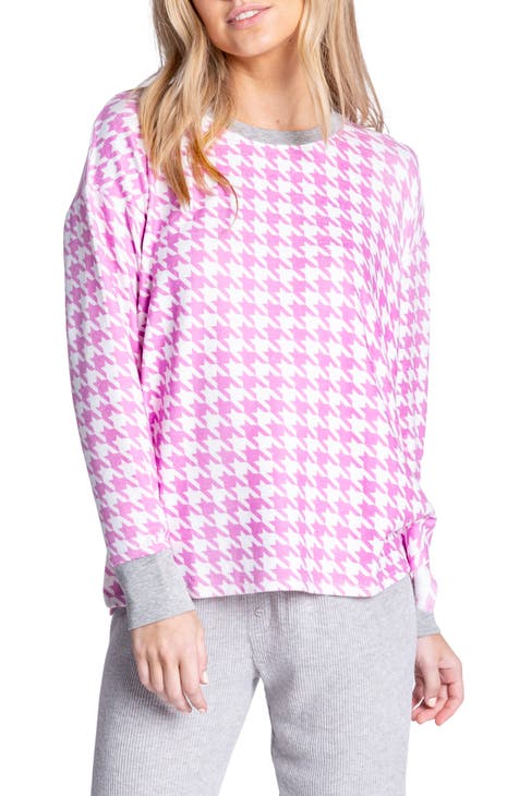 Houndstooth Long Sleeve Pullover
