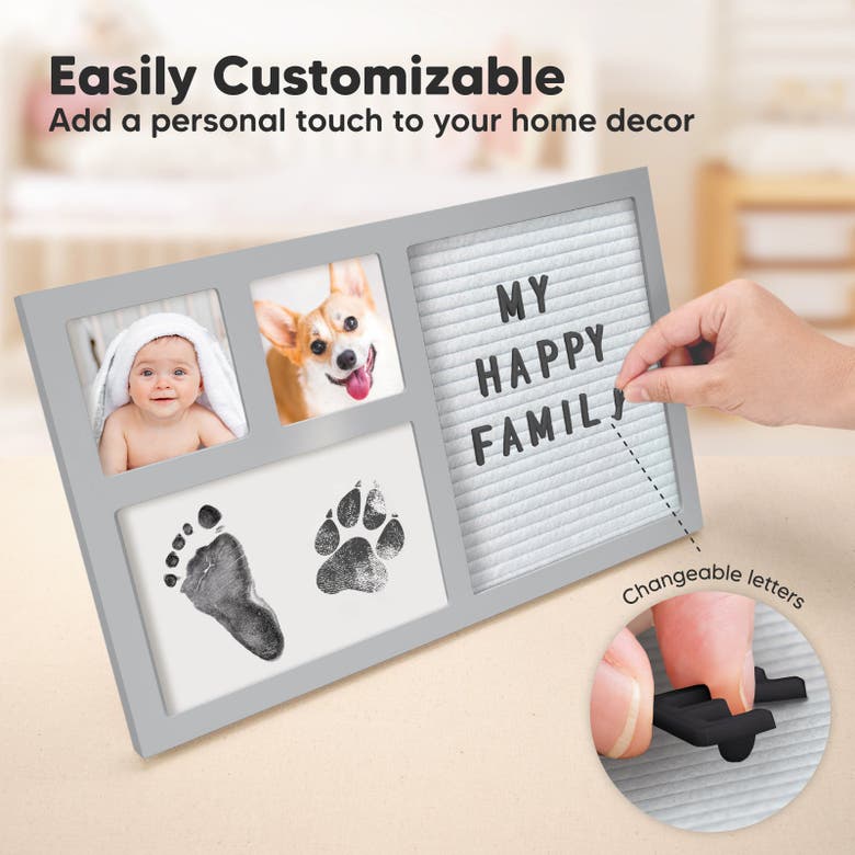 Shop Keababies Heartfelt Clean Touch Inkless Hand & Footprint Frame Kit With Letterboard In Cloud Gray