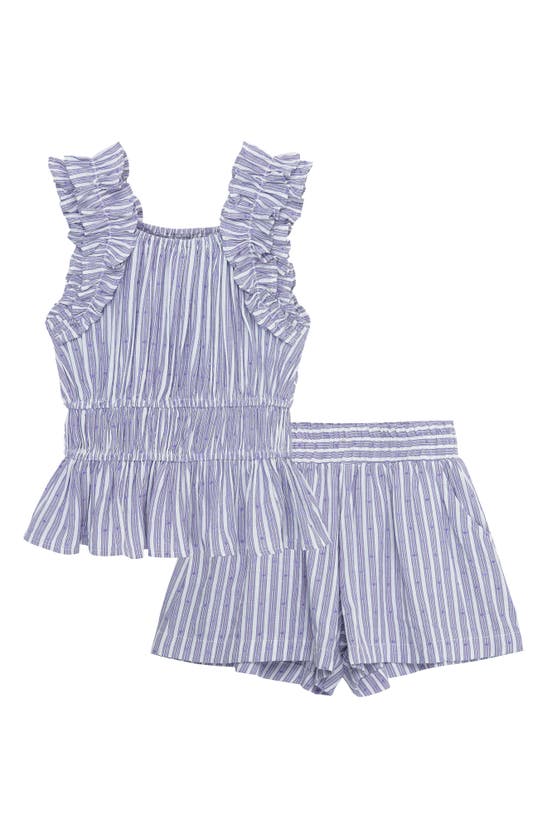 Habitual Kids' Little Girl's & Girl's 2-piece Striped Top & Shorts Set In Purple