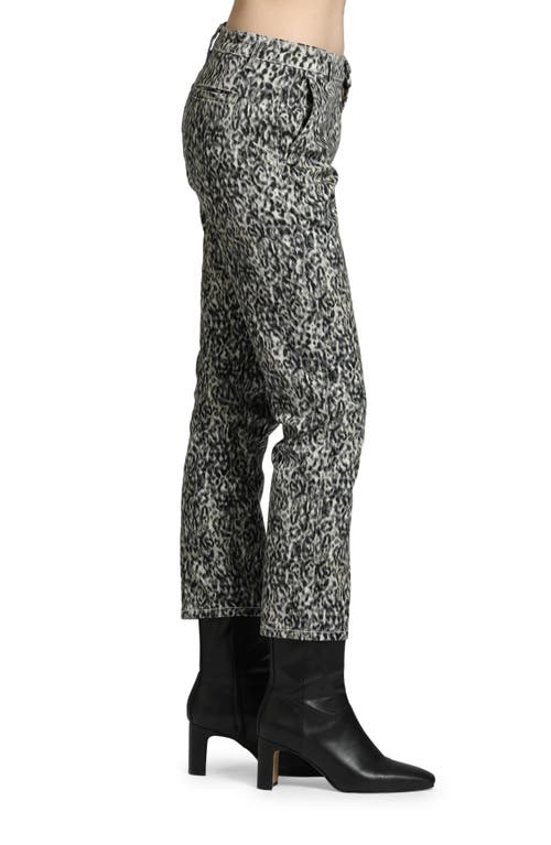 Apny Scribble Abstract Print Stretch Cotton Crop Pants In Black Multi