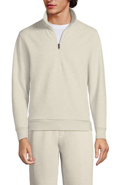 Shop Lands' End Long Sleeve Serious Sweats Half Zip Mock Sweatshirt In Flax Heather