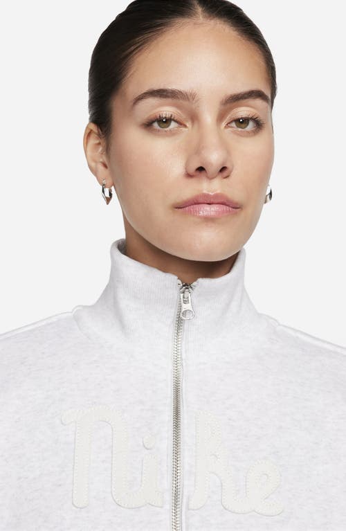 Shop Nike Sportswear Fleece Half Zip Crop Pullover In Birch Heather/sail