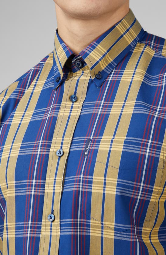 Shop Ben Sherman Plaid Short Sleeve Button-down Shirt In Twilight