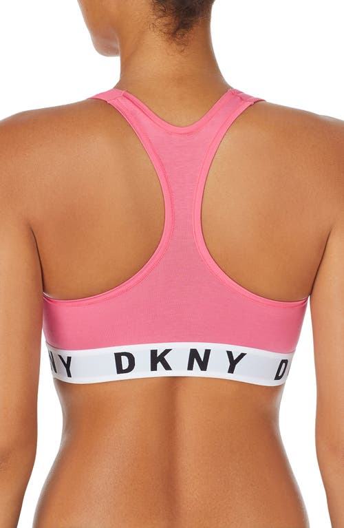 Shop Dkny Logo Wirefree Racerback Bralette In Pink Taffy