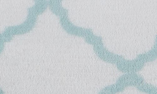 Shop Woven & Weft Printed Plush Velour Sheet Set In Lattice - White/blue