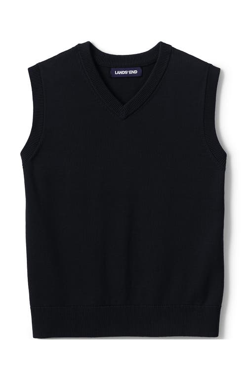 Shop Lands' End School Uniform Kids Cotton Modal Fine Gauge Sweater Vest In Black