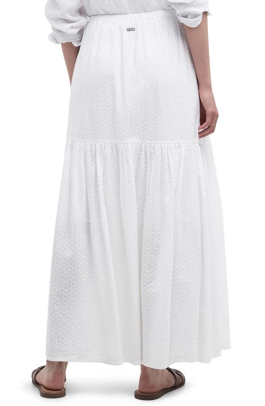 Shop Barbour Kelley Ruffle Hem Maxi Skirt In White