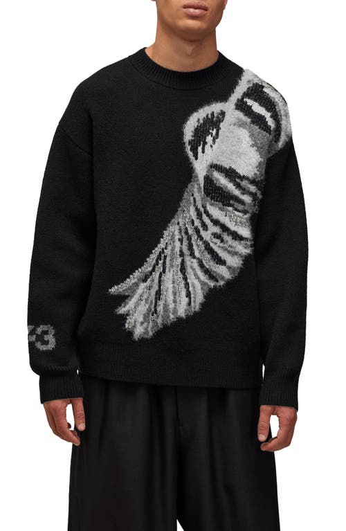 Y-3 GFX Wool Blend Graphic Sweater in Black 