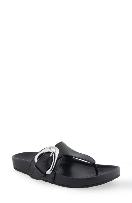 Shop Aerosoles Lloyd Buckle Sandal In Black Leather