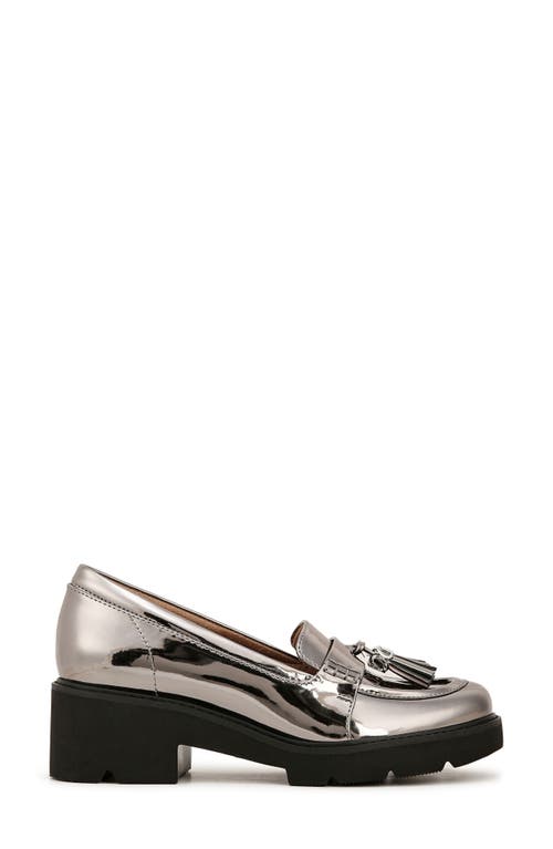 Naturalizer Committed Lug Sole Loafers In Pewter Faux Leather