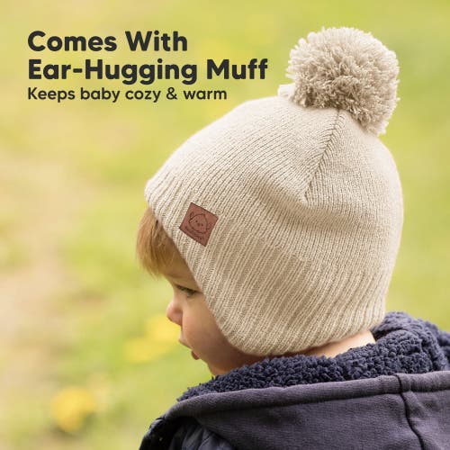 Keababies Muff Knitted Beanie In Cream