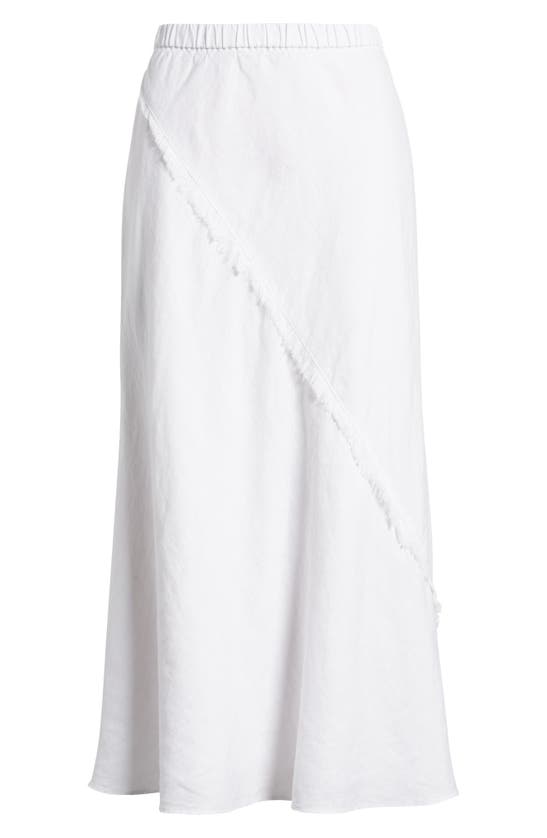 Shop Dkny Linen Midi Skirt In White