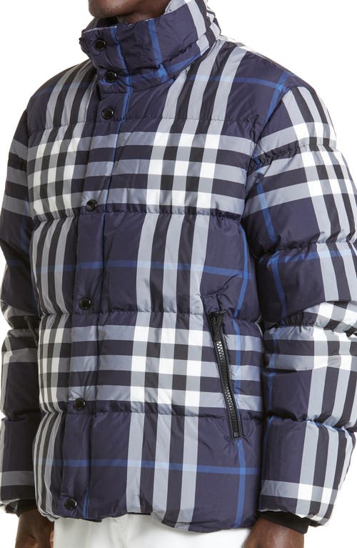 Shop Burberry Larrick Quilted Check Jacket In White/blue Check