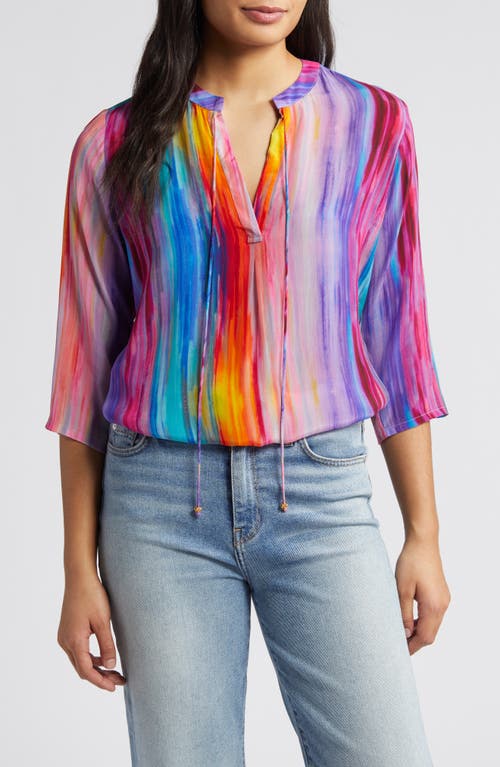 Apny Tie Neck Top In Multi