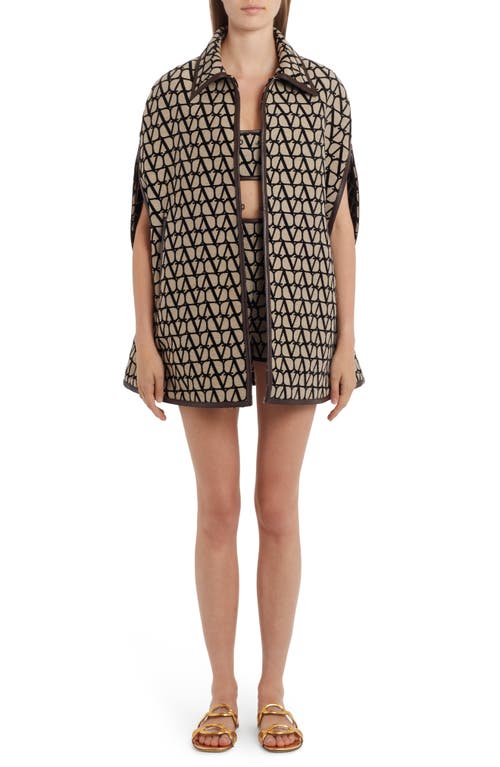 Valentino Garavani VLOGO Jacquard Monogram Toile Cape in Beige/Nero at Nordstrom, Size 0 Us