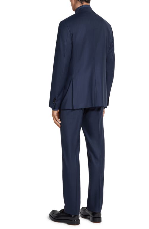 Zegna Blue And Burgundy 15milmil15 Wool Suit In Navy Blue