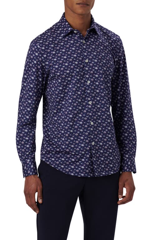 Bugatchi James OoohCotton Floral Button-Up Shirt Night-Blue at Nordstrom,