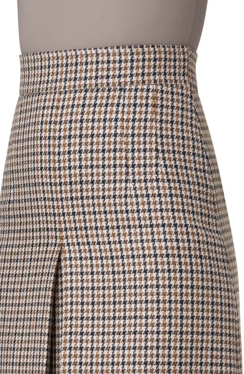 AKRIS PUNTO AKRIS PUNTO HOUNDSTOOTH SHETLAND TWEED WOOL A-LINE SKIRT 