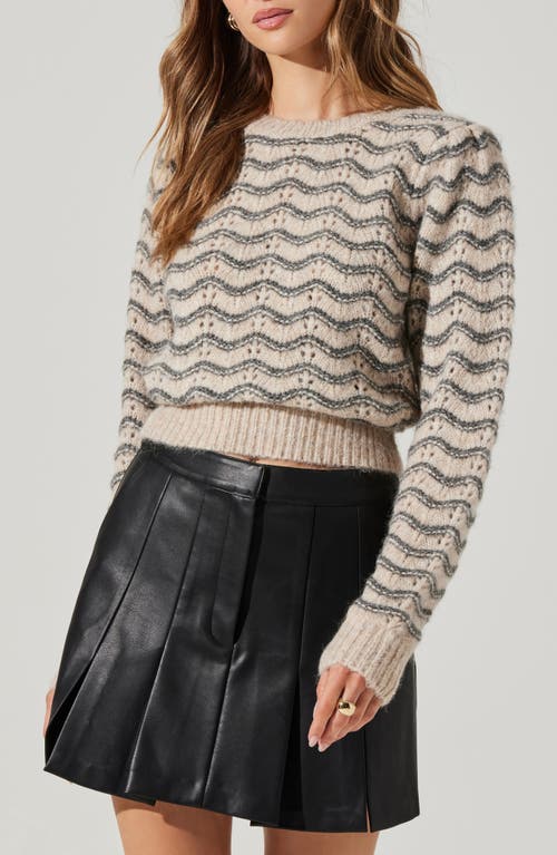 Astr The Label Jaylani Wavy Stitch Sweater In Grey Taupe