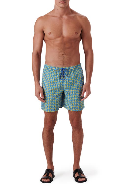 Shop Bugatchi Cosmo Print Swim Trunks In Sun