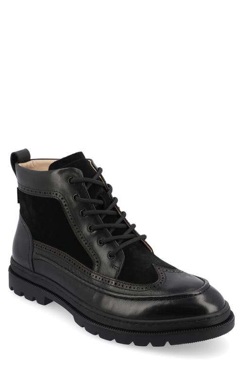 Leather Lug Sole Boot in Black