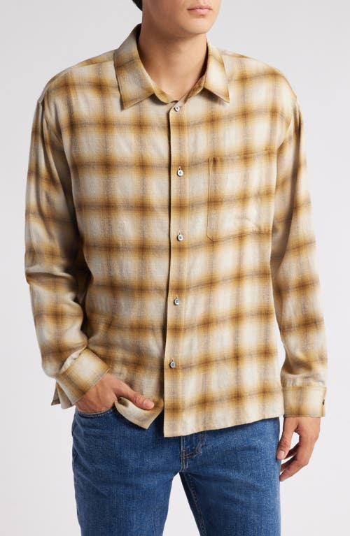 Shop Frame Lightweight Plaid Cotton & Wool Button-up Shirt In Tan Plaid