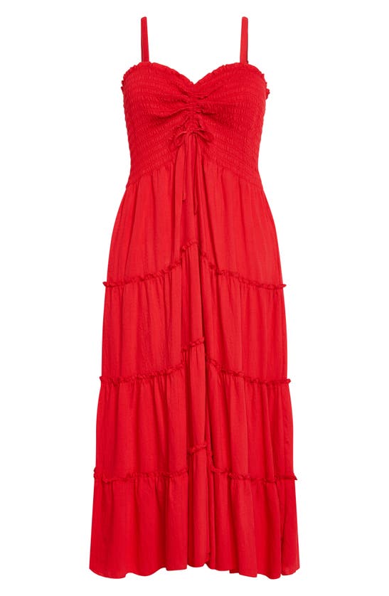 Shop City Chic Alisa Smocked Sleeveless Maxi Dress In Tango Red