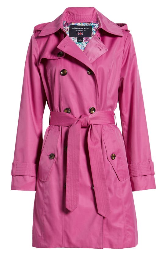 Shop London Fog Water Repellent Belted Trench Coat In Orchid Flower