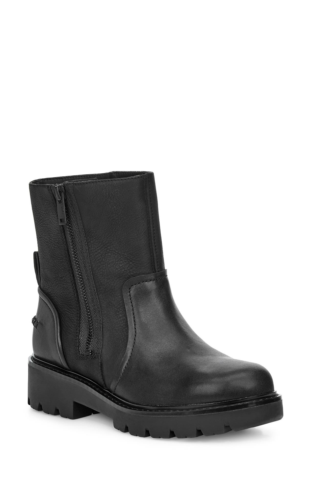 ugg polk black leather biker boots