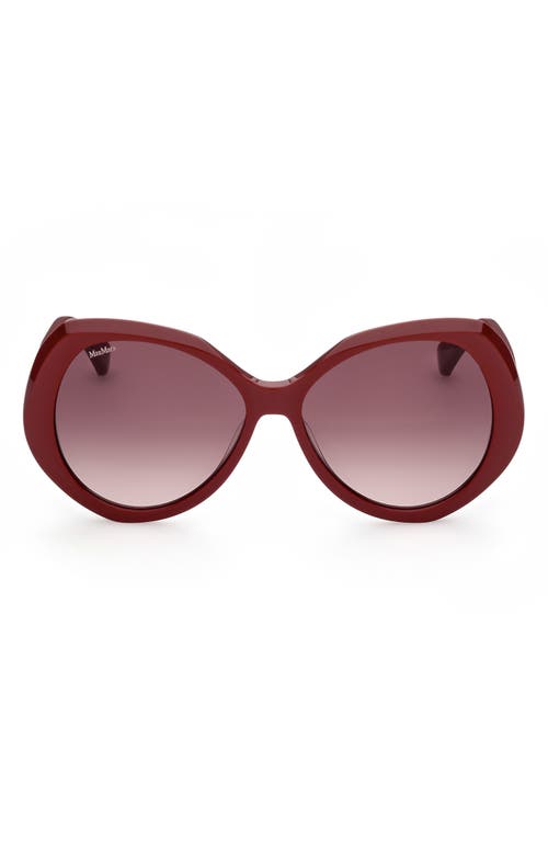 Max Mara 59mm Gradient Geometric Sunglasses In Shiny Red/gradient Brown