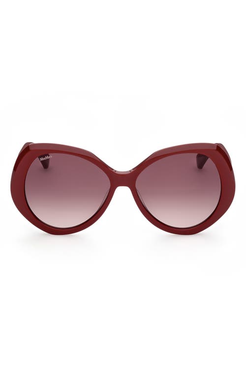 Shop Max Mara 59mm Gradient Geometric Sunglasses In Shiny Red/gradient Brown