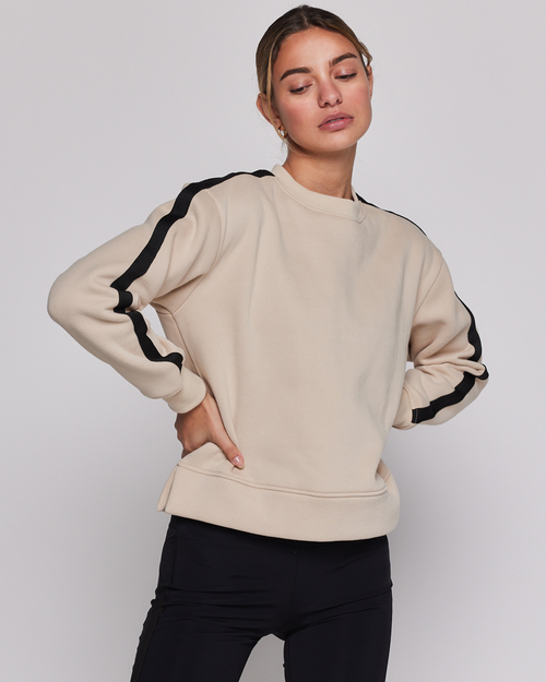 Shop Rebody Active Sideline Fleece Sweatshirt In Sand/black