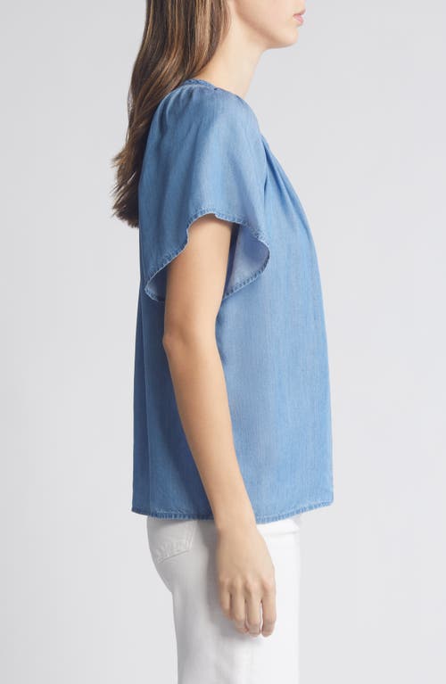 Shop Beachlunchlounge Lora Denim Top In Medium Wash