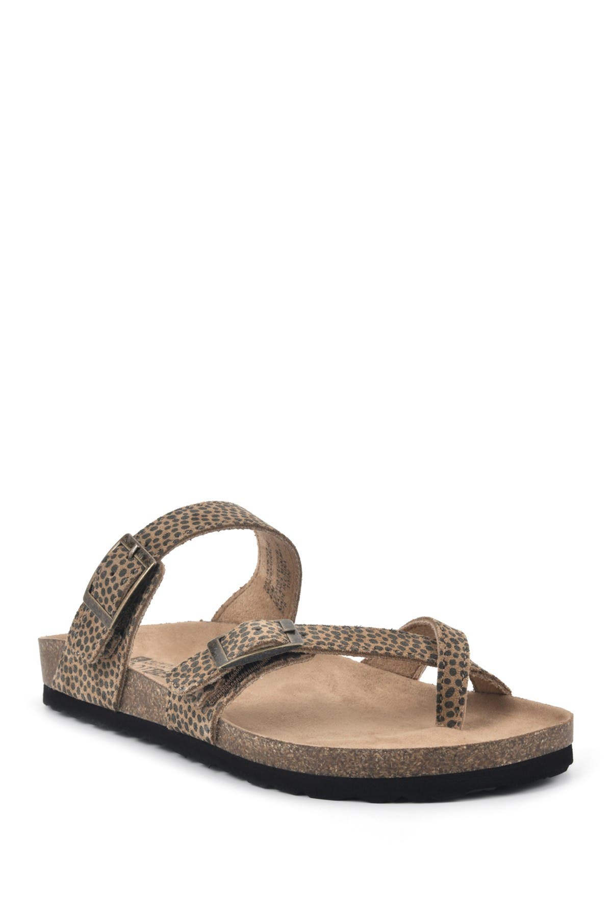 tan double buckle sandals