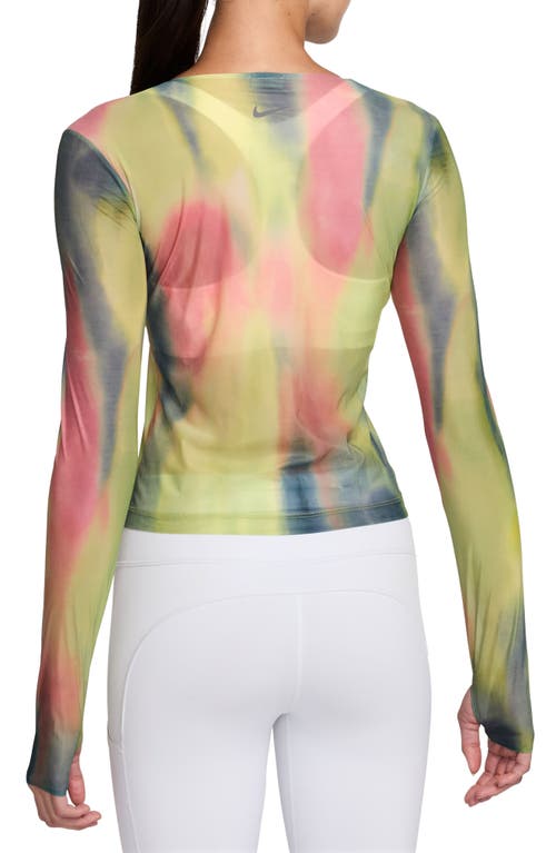Nike Women's Artist Collection Dri-fit Long-sleeve Sheer Printed Top In Aster Pink/black