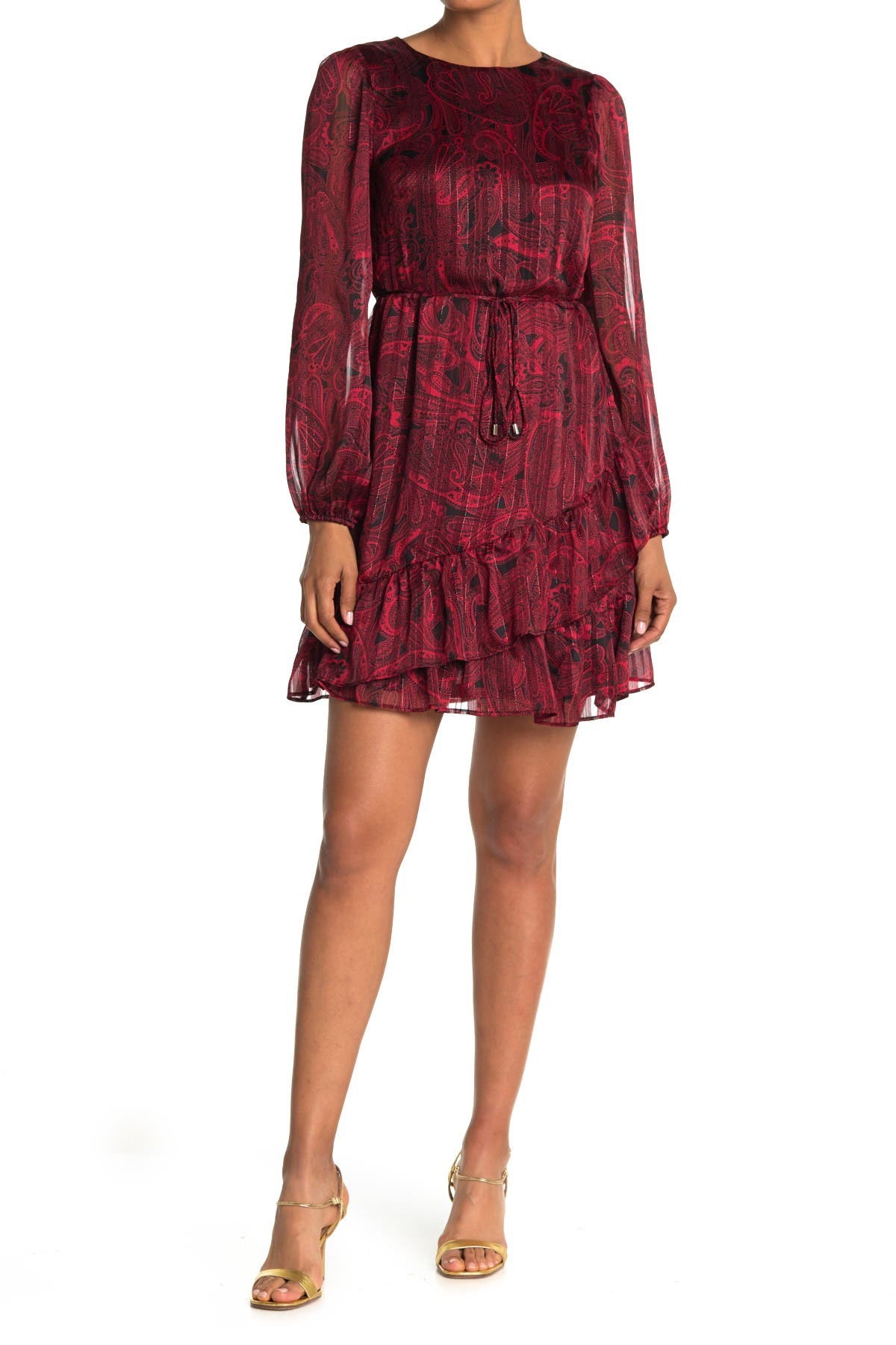 tommy red ruffle leopard dress