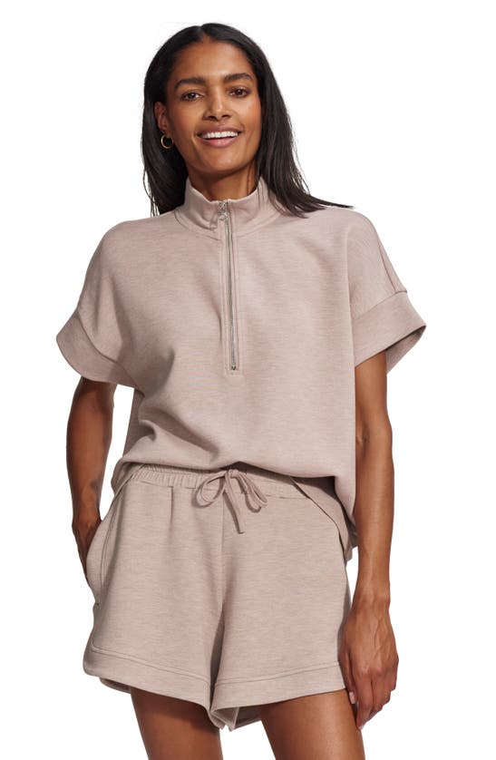 Varley Ollie High Waist Sweat Shorts In Taupe Marl