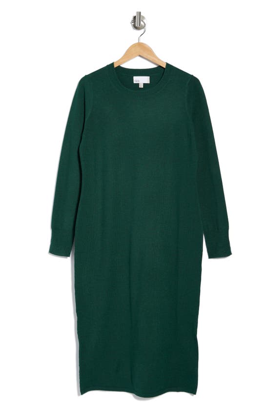 Nordstrom Rack Long Sleeve Jewel Neck Sweater Dress In Green Hunter