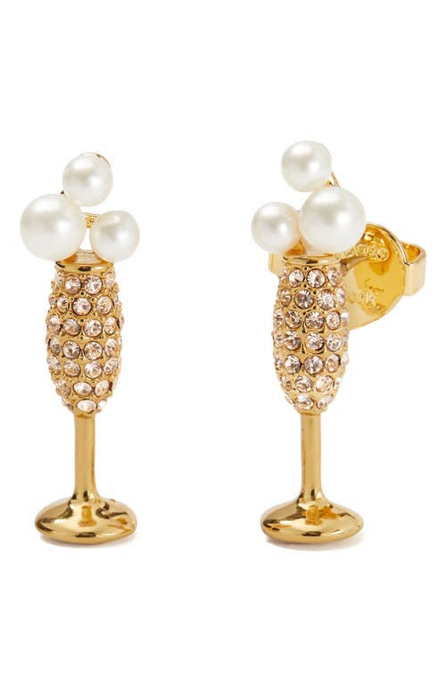 Kate Spade New York Champagne Glass Stud Earrings In Gold