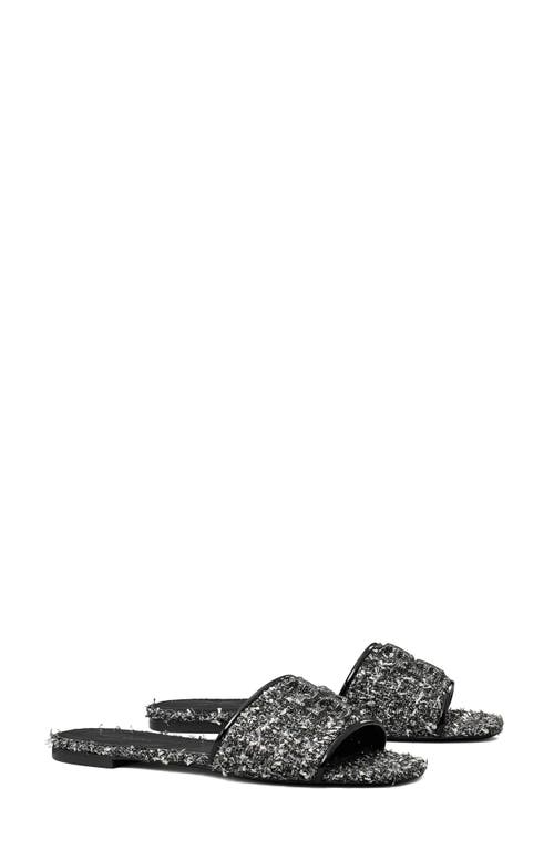 Tory Burch Eleanor Pavé Slide Sandal In Silver Confetti/perfect Black