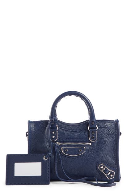 Click to view more detailed imagery on our partner's website Balenciaga Classic Mini City Leather Tote - Blue In Denim Blue
