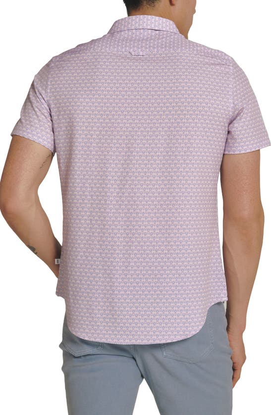 Shop 7 Diamonds Layne Geo Print Short Sleeve Performance Button-up Shirt In Dusty Rose