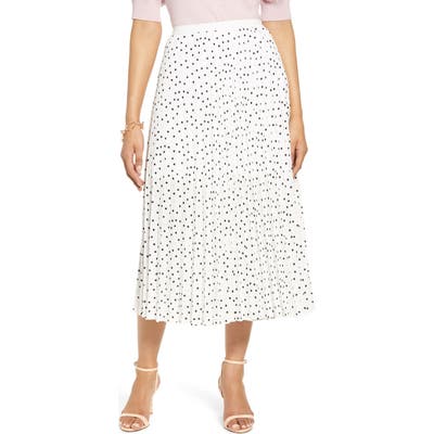 Halogen Print Pleated Chiffon Skirt, Ivory