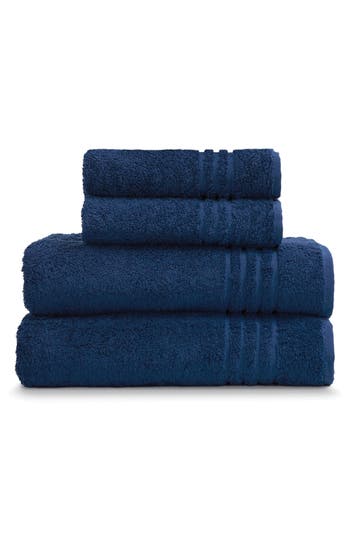 Ella Jayne Home Solid Cotton 4-piece Towel Set In Navy