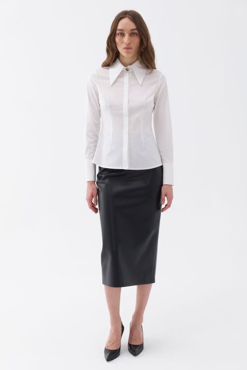 Shop Nocturne Shirt With Stone Button Design In White