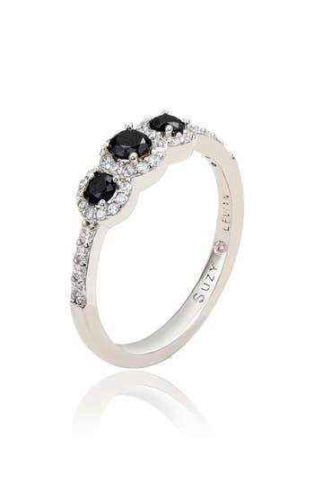 Suzy Levian Black Cubic Zirconia Ring In Black