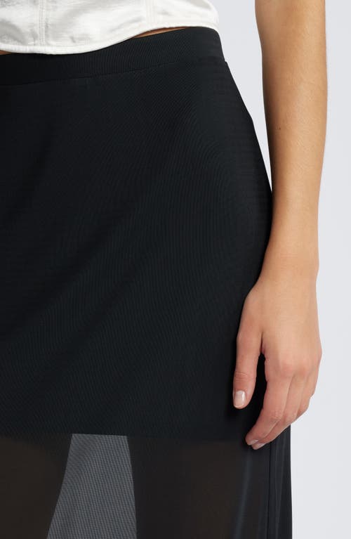 Open Edit Sheer Mesh Midi Skirt In Black