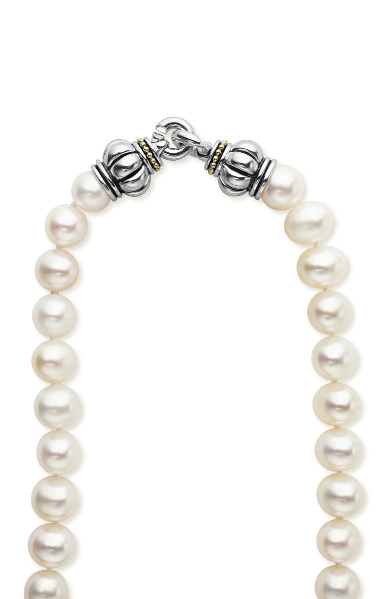 LAGOS Luna Freshwater Pearl Necklace, Alternate, color, Silver
