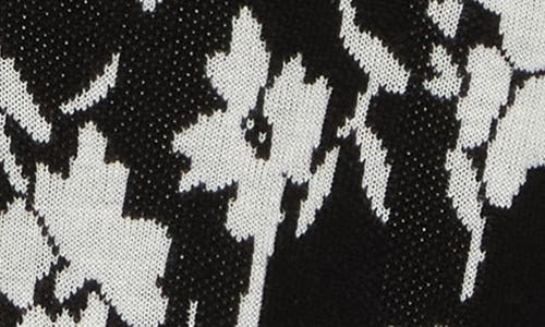 Shop Gemma + Jane Floral Jacquard Elbow Sleeve Cardigan In Black/white