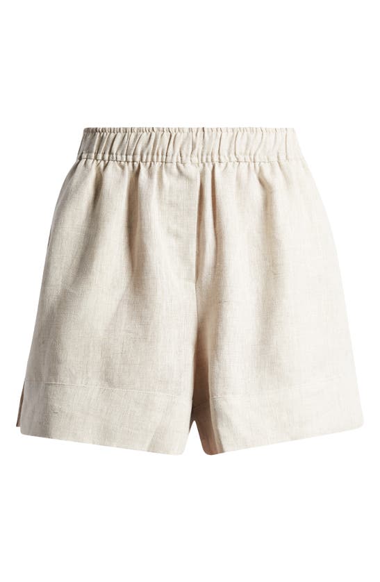 Shop Reformation Linen Pull-on Shorts In Oatmeal